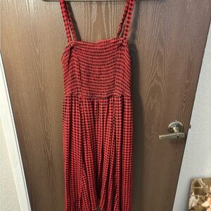 torrid Red and Black Checkered Smocked Midi Dress